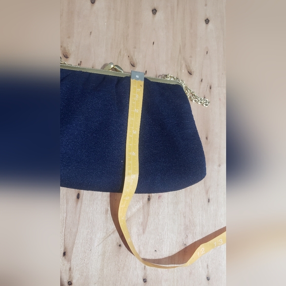 Sapphire clutch purse - small evening bag w/white satin - Sorina made in Denmark - Picture 8 of 8